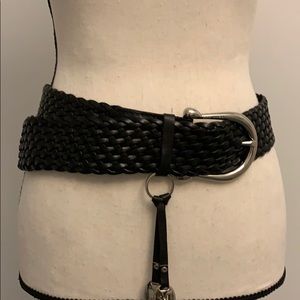 Black braided leather belt